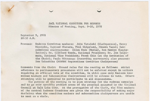 Minutes from JACL National Committee on Redress meeting (ddr-densho-122-164)
