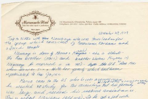 Notes on Trip to Japan (ddr-densho-329-1111)