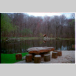 Outdoor table near pond (ddr-densho-377-2594)
