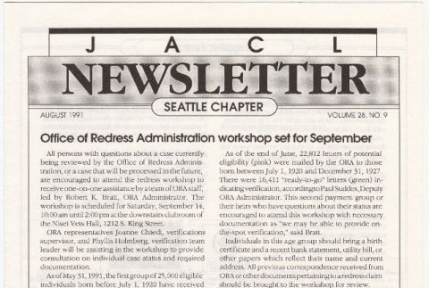 Seattle Chapter, JACL Reporter, Vol. 28, No. 8, August 1991 (ddr-sjacl-1-396)