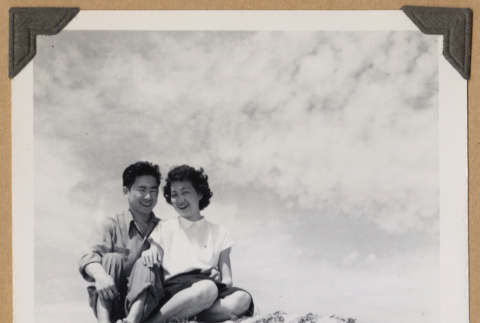 The Kikawas pose on a sand dune (ddr-densho-542-342)