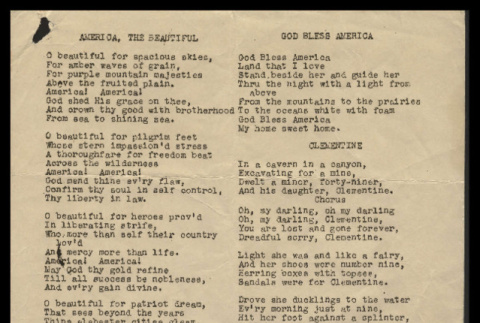 Song sheet with lyrics (ddr-csujad-55-1942)