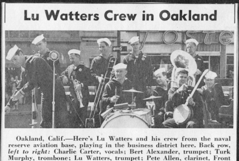 Clipping, Lu Watters Crew in Oakland (ddr-densho-434-130)