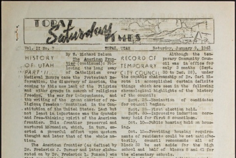 Topaz Times Vol. II No. 7 (January 9, 1943) (ddr-densho-142-68)