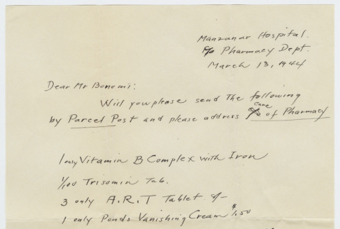 Letter from Fred Sakuda to John Bonomi (ddr-janm-21-40)