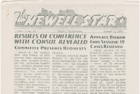 The Newell Star, Vol. I, No. 23 (August 3, 1944) (ddr-densho-284-29)
