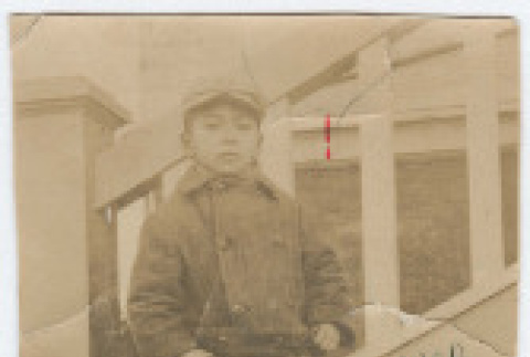 George Tokuda as child in front of school (ddr-densho-383-414)