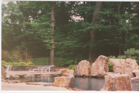 Landscaping around a pool (ddr-densho-377-143)