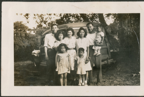 Family photo standing by car (ddr-densho-316-400)