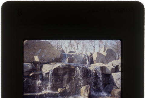 Waterfall and pool at the Paredes project (ddr-densho-377-549)