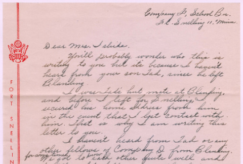 Letter from Ted Matsushima to Mrs. Ishida (ddr-densho-535-406)