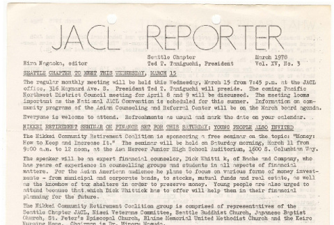 Seattle Chapter, JACL Reporter, Vol. XV, No. 3, March 1978 (ddr-sjacl-1-265)