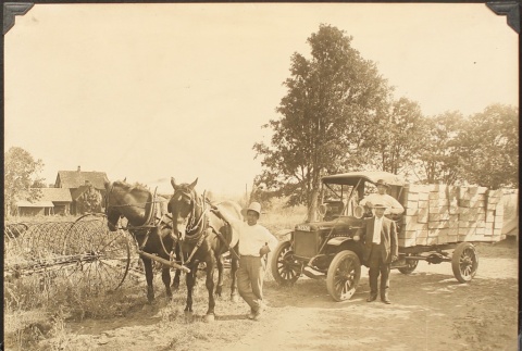 Issei men with team of horses on farm (ddr-densho-259-357)