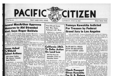The Pacific Citizen, Vol. 24 No. 23 (June 14, 1947) (ddr-pc-19-24)