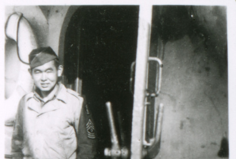 Soldier in doorway (ddr-densho-1007-826)