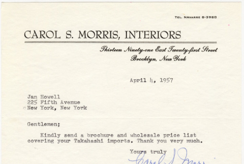 Letter from Carol Morris to Jan Howell (ddr-densho-424-78)