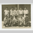 Young Nisei men in front of barrack (ddr-csujad-44-16)