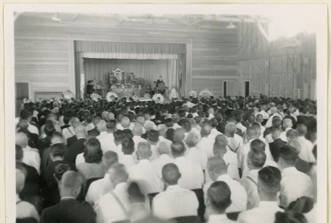 Mourners at Pvt. George Oto's memorial service (ddr-densho-37-1726)