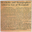 Article titled:  GI Clerks and Stenographers Added to List of 'Essentials' (ddr-densho-539-96)