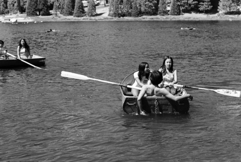 Campers in row boats on the lake (ddr-densho-336-566)