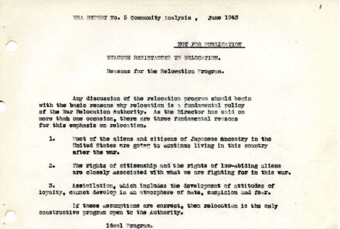 Community analysis report, no. 5, June 1943 (ddr-csujad-19-4)