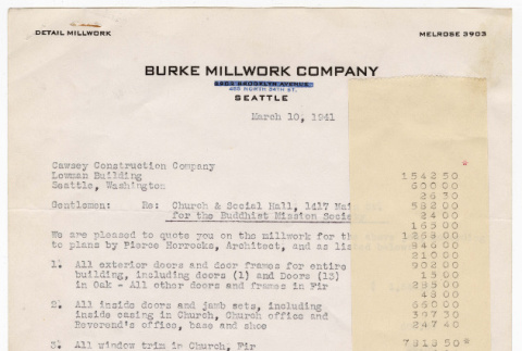 Burke Millwork Company estimate (ddr-sbbt-4-37)