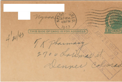 Letter sent to T.K. Pharmacy (ddr-densho-319-168)