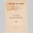 Hunter College Concert Committee program for a Vladimir Horowitz concert (ddr-densho-367-31)