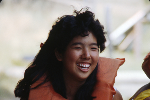 Stephanie Tanimoto wearing a life jacket (ddr-densho-336-1536)