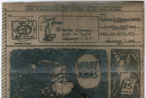 Christmas letter to Yori Kitagawa from Saburo Kitagawa (ddr-densho-539-87)
