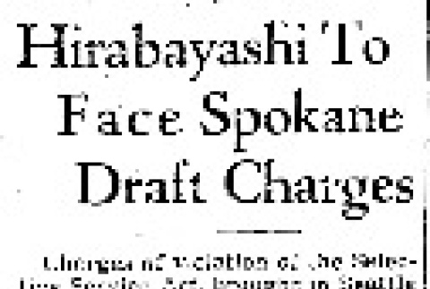 Hirabayashi To Face Spokane Draft Charges (October 8, 1944) (ddr-densho-56-1070)