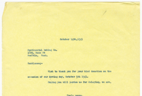 Letter from the Buddhist Mission Society to the Continental Baking Company (ddr-sbbt-4-49)