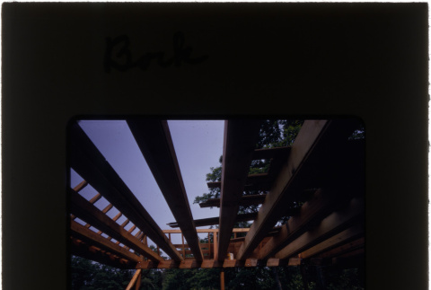 Roof under construction on a dock at the Bork project (ddr-densho-377-778)