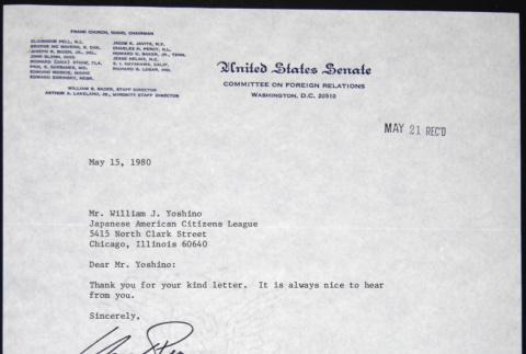 Letter to William Yoshino from Charles Percy (ddr-chijacl-1-364)