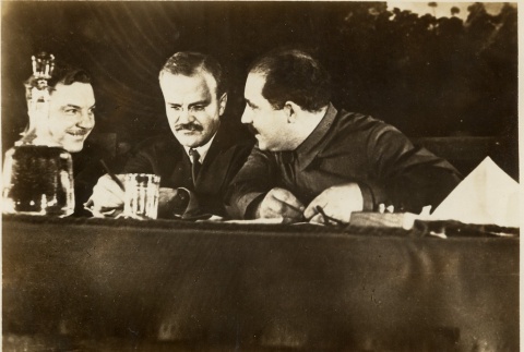 Vyacheslav Molotov seated with Kliment Voroshilov and Lazar Kaganovich (ddr-njpa-1-869)