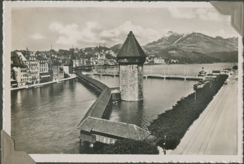 View of Chapel Bridge in Lucerne, Switzerland (ddr-densho-201-873)