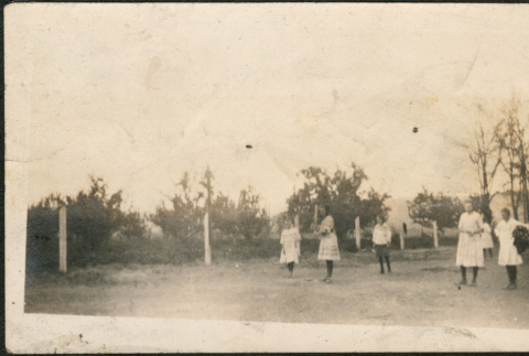 Girls playing baseball (ddr-densho-293-202)