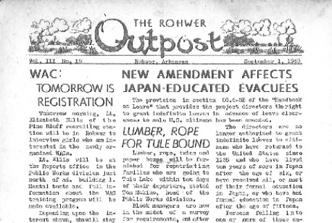 Rohwer Outpost Vol. III No. 18 (September 1, 1943) (ddr-densho-143-94)