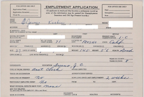 Employment application (ddr-densho-424-522)