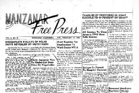Manzanar Free Press Vol. 6 No. 69 (February 17, 1945) (ddr-densho-125-313)