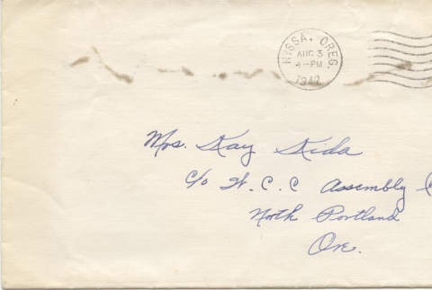 Envelope from George Kida to his mother Miyuki 