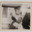 Leslie Shiomi with bubbles (ddr-densho-522-544)