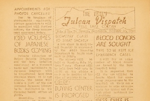 Tulean Dispatch Vol. 4 No. 74 (February 15, 1943) (ddr-densho-65-159)
