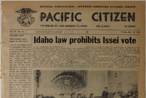 Pacific Citizen, Vol. 51, No. 21 (November 18, 1960) (ddr-pc-32-47)