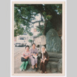 Mitsuye Yabe and Friends Sitting on Stone Bench (ddr-ohs-1-214)