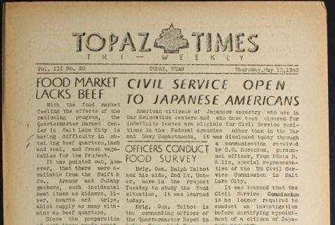 Topaz Times Vol. III No. 20 (May 13, 1943) (ddr-densho-142-158)