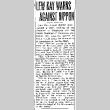 Lew Kay Warns Against Nippon (February 12, 1938) (ddr-densho-56-481)