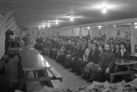 Buddhist service in a mess hall in camp (ddr-fom-1-101)
