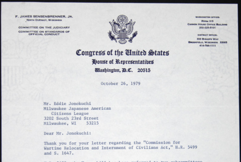 Letter to Eddie Jonokuchi from F. James Sensenbrenner Jr. (ddr-chijacl-1-382)