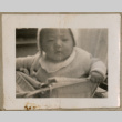 Set of four photos of baby on paper with title (ddr-densho-523-92)